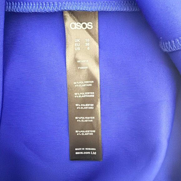 ASOS Unique Royal Blue Midi Dress One Long Sleeve/Over The Shoulder Sz 6 NWT - Picture 9 of 10